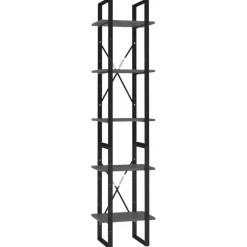 5-tasoinen kirjahylly 60x30x175 cm lastulevy harmaa