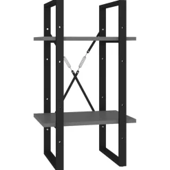 5-tasoinen kirjahylly 60x30x175 cm lastulevy harmaa