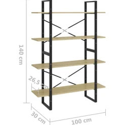 2-tasoinen kirjahylly 100x30x70 cm lastulevy harmaa