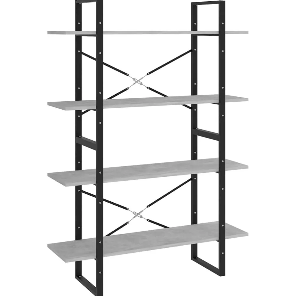 2-tasoinen kirjahylly 100x30x70 cm lastulevy harmaa