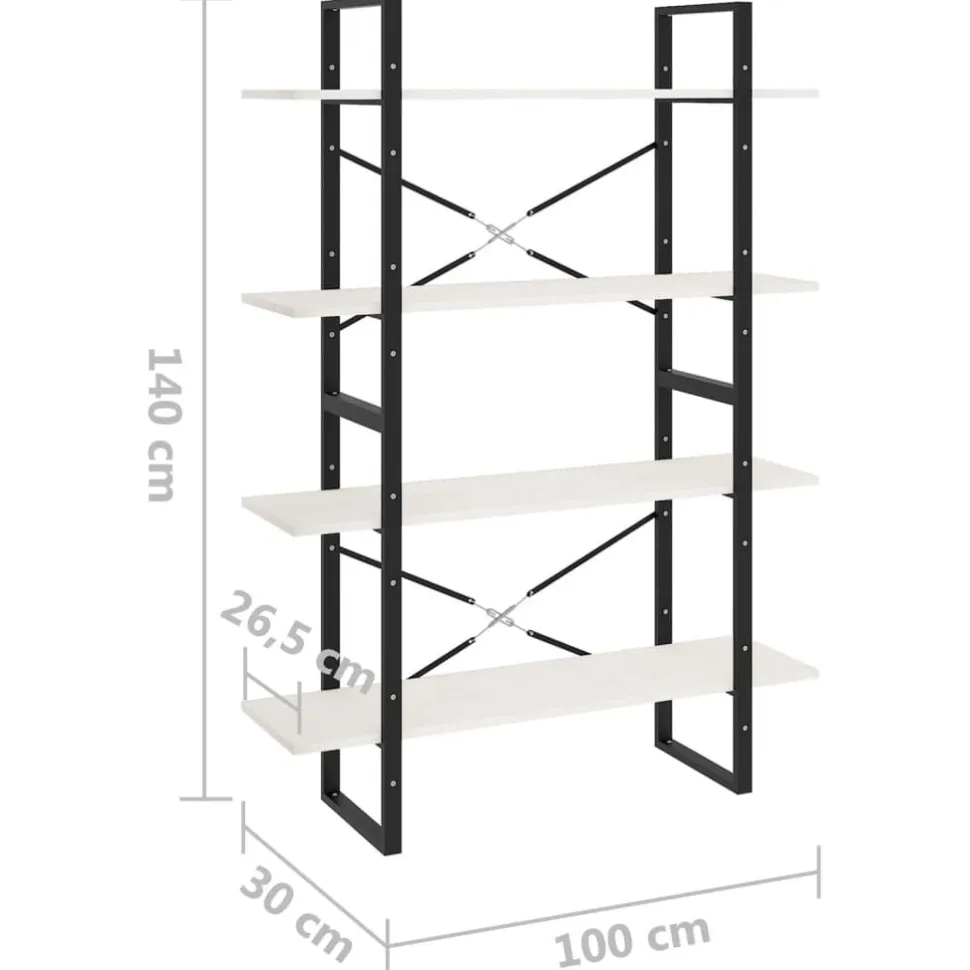 2-tasoinen kirjahylly 100x30x70 cm lastulevy harmaa