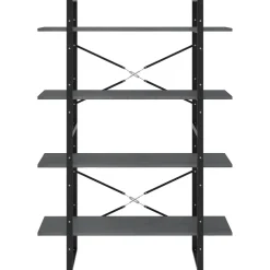 2-tasoinen kirjahylly 100x30x70 cm lastulevy harmaa