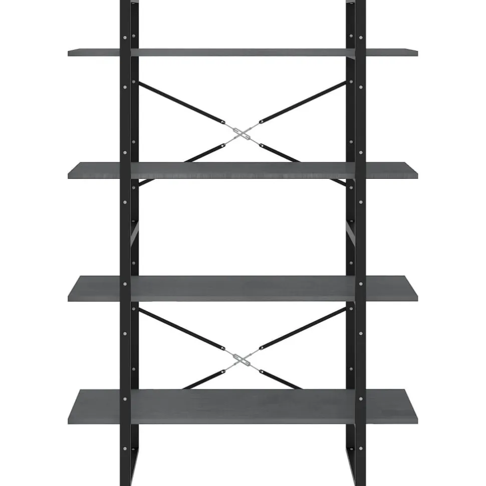 2-tasoinen kirjahylly 100x30x70 cm lastulevy harmaa