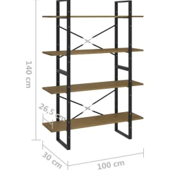 2-tasoinen kirjahylly 100x30x70 cm lastulevy harmaa