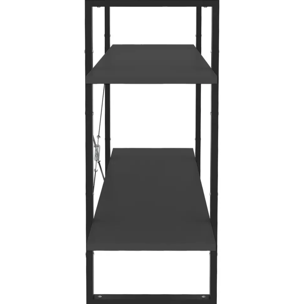 2-tasoinen kirjahylly 100x30x70 cm lastulevy harmaa