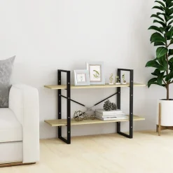 2-tasoinen kirjahylly 100x30x70 cm lastulevy harmaa