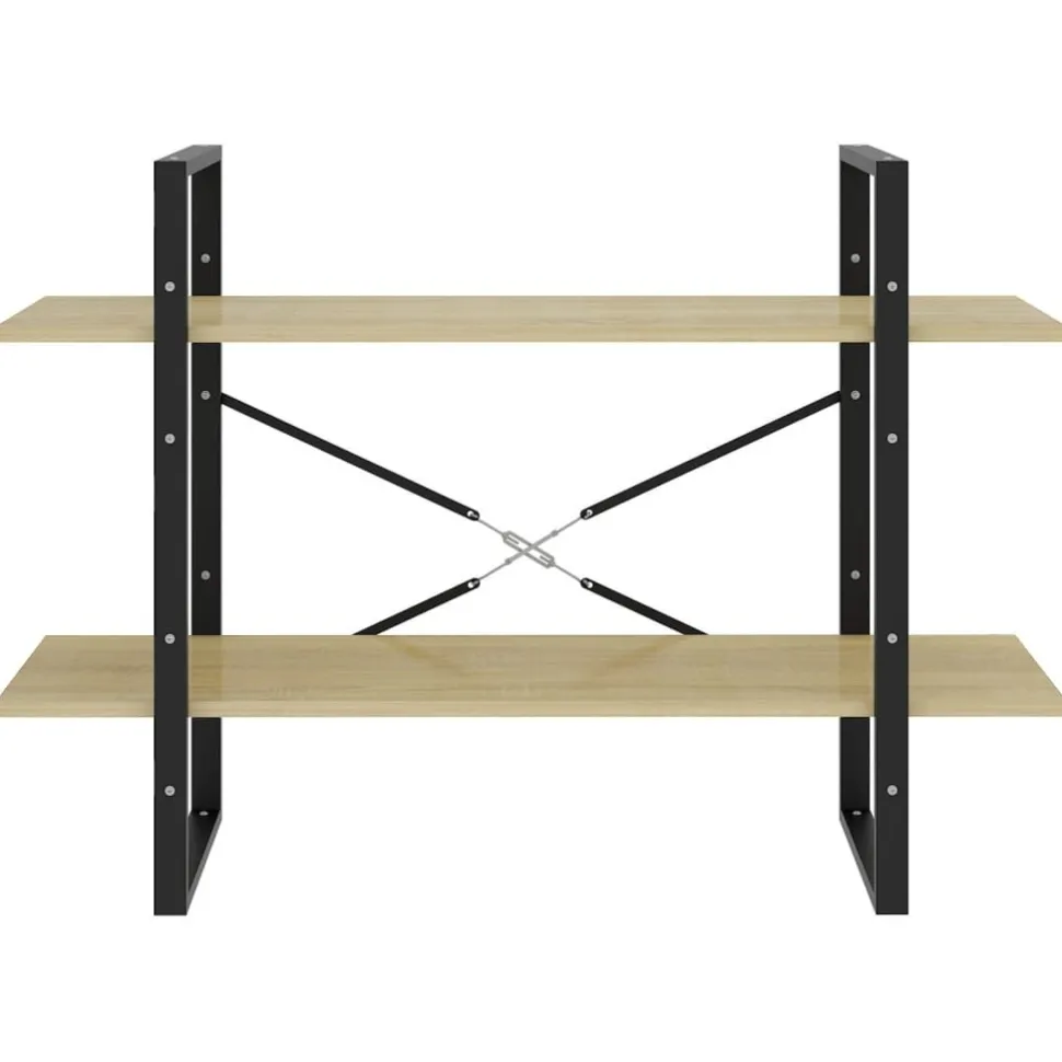 2-tasoinen kirjahylly 100x30x70 cm lastulevy harmaa