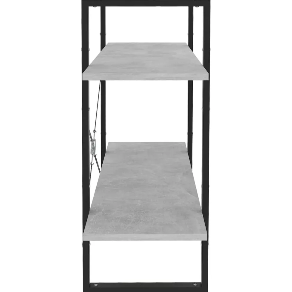 2-tasoinen kirjahylly 100x30x70 cm lastulevy harmaa