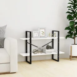 2-tasoinen kirjahylly 100x30x70 cm lastulevy harmaa