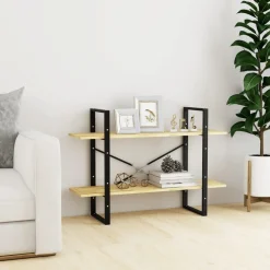 2-tasoinen kirjahylly 100x30x70 cm lastulevy harmaa