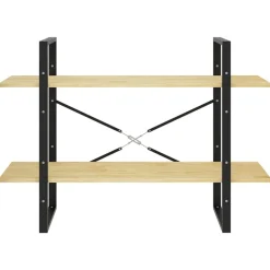 2-tasoinen kirjahylly 100x30x70 cm lastulevy harmaa