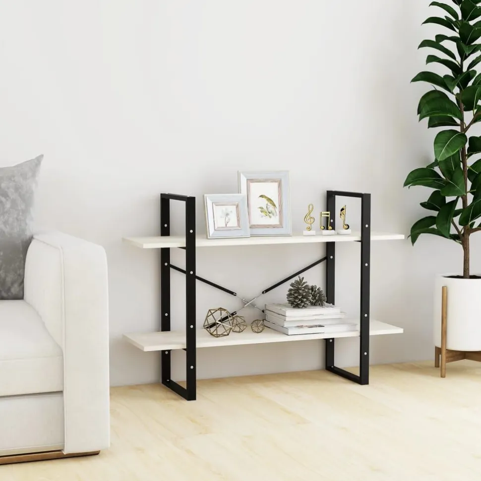 2-tasoinen kirjahylly 100x30x70 cm lastulevy harmaa