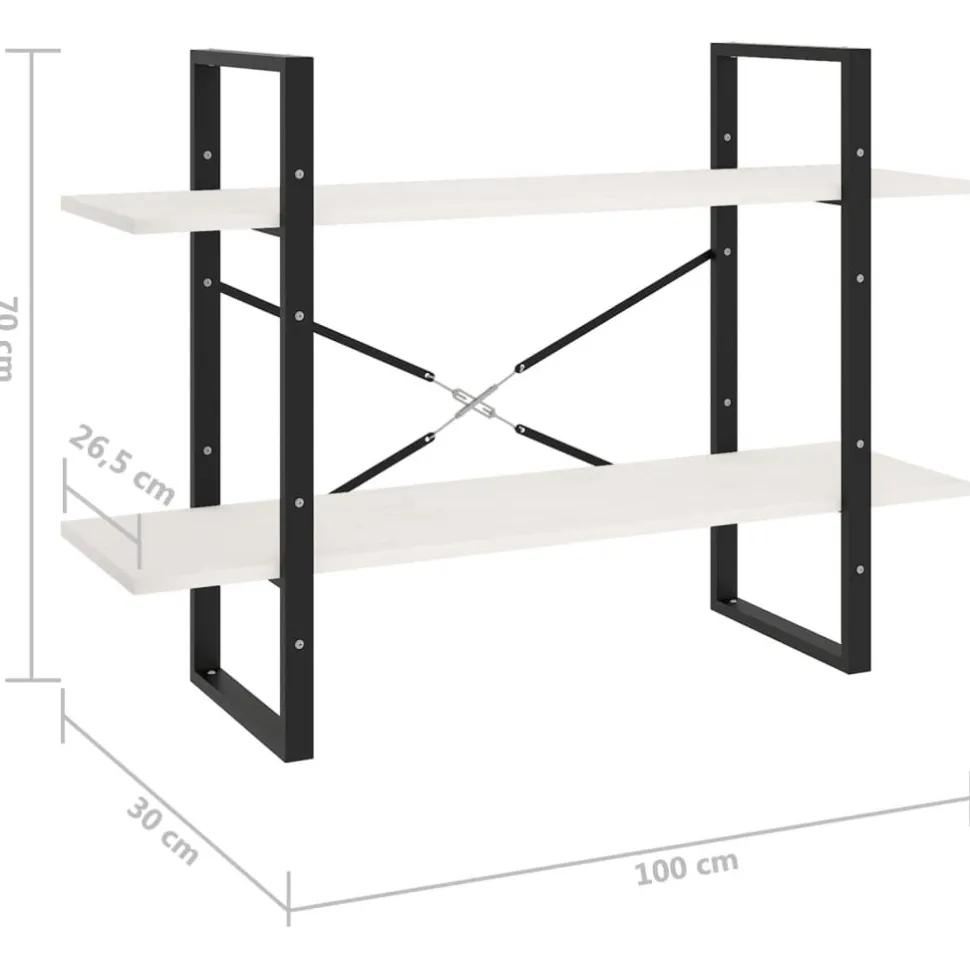 2-tasoinen kirjahylly 100x30x70 cm lastulevy harmaa