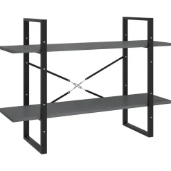 2-tasoinen kirjahylly 100x30x70 cm lastulevy harmaa