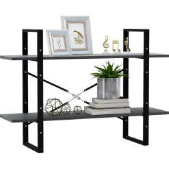 2-tasoinen kirjahylly 100x30x70 cm lastulevy harmaa