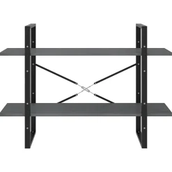 2-tasoinen kirjahylly 100x30x70 cm lastulevy harmaa