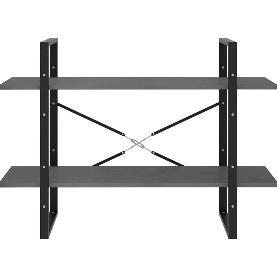 2-tasoinen kirjahylly 100x30x70 cm lastulevy harmaa