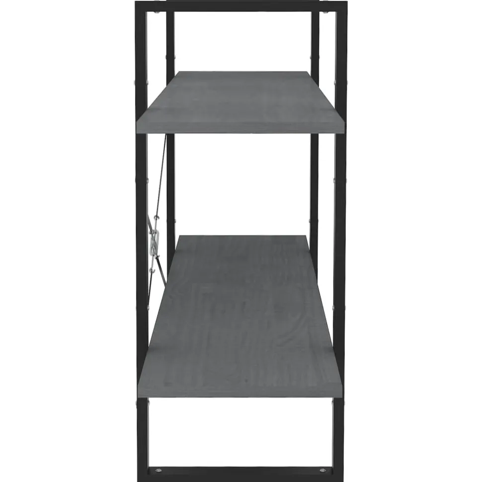2-tasoinen kirjahylly 100x30x70 cm lastulevy harmaa