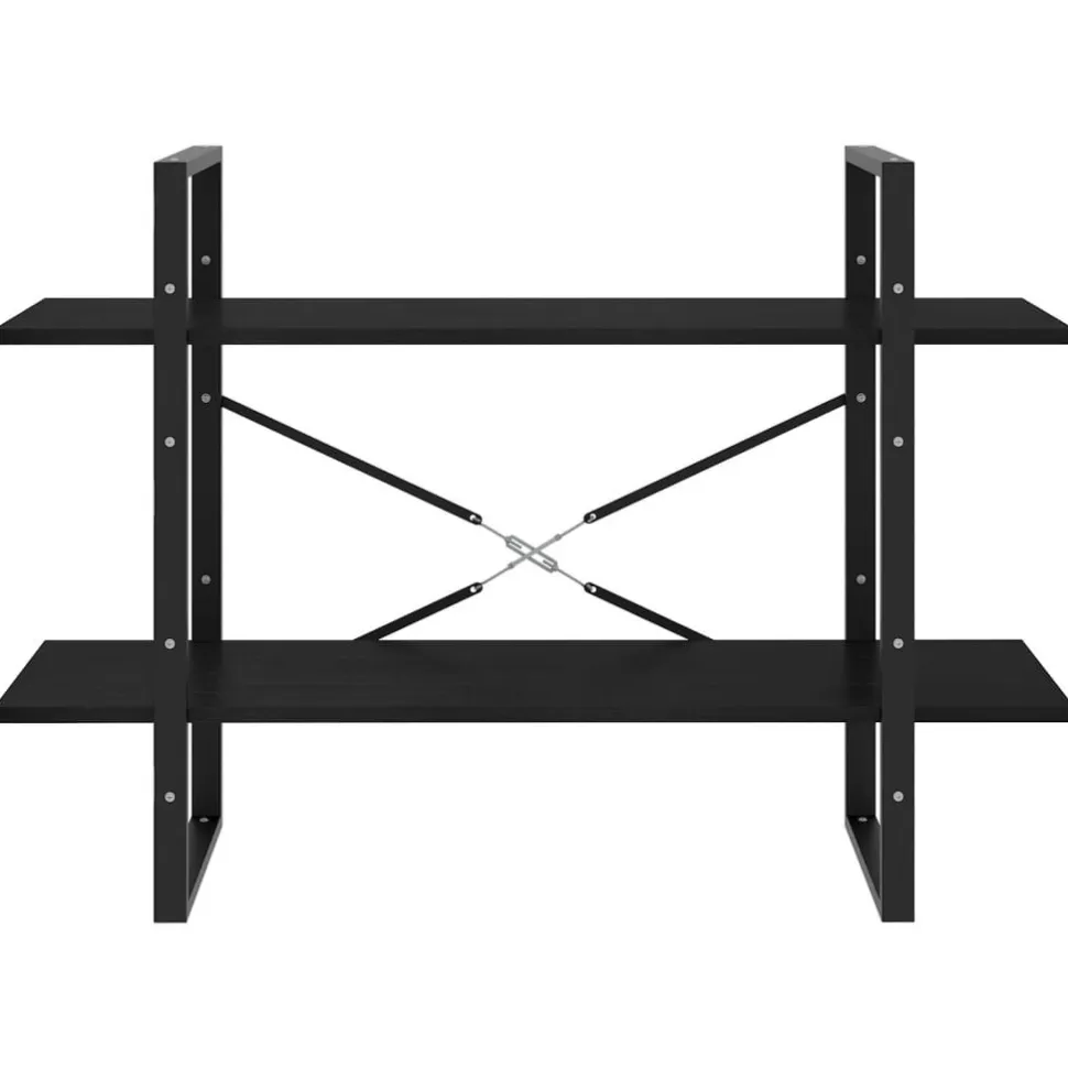 2-tasoinen kirjahylly 100x30x70 cm lastulevy harmaa