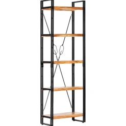 3-tasoinen kirjahylly 77x30x80 cm mangopuu ja rauta