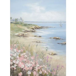 Taulu Home4You 70x100 cm, kukkia rannalla, monivärinen