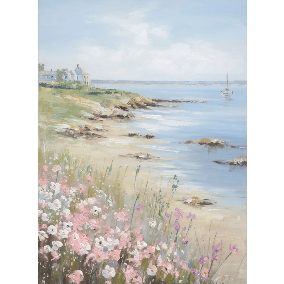Taulu Home4You 70x100 cm, kukkia rannalla, monivärinen