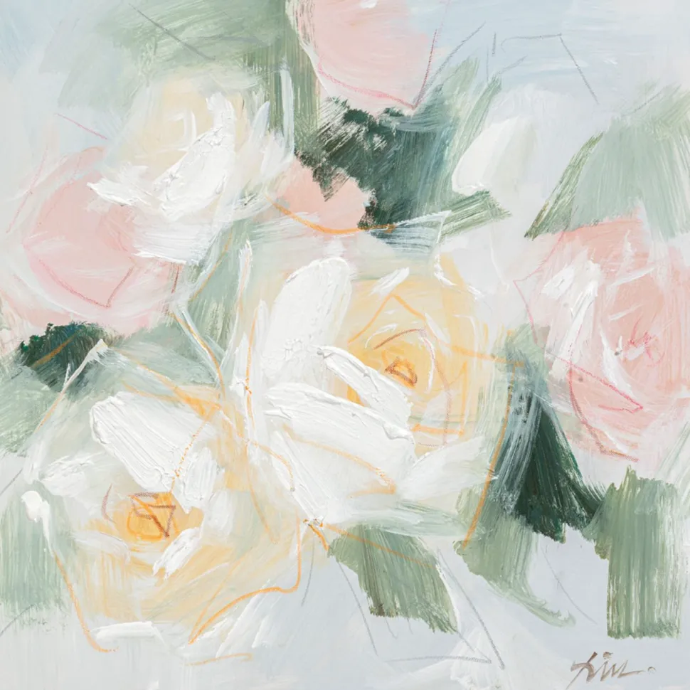 Taulu Home4You 100x100 cm, pastellinkukat, vaaleanpunainen