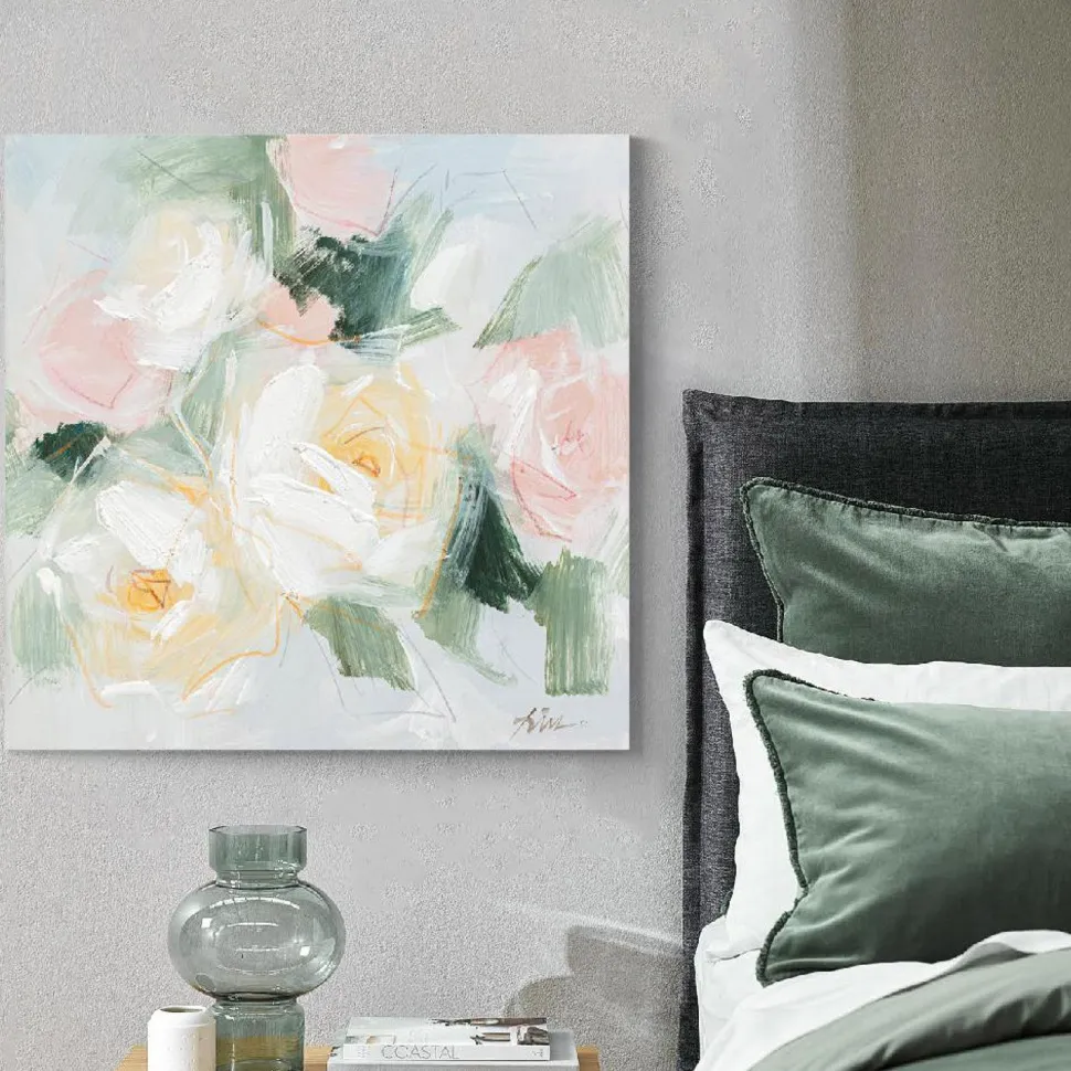 Taulu Home4You 100x100 cm, pastellinkukat, vaaleanpunainen