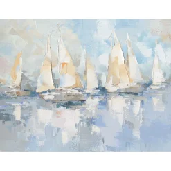 Taulu Home4You 120x90 cm, purjeveneet merellä, sininen