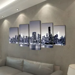 Taulusarja new york taivaanranta mustavalkoinen 200 x 100 cm