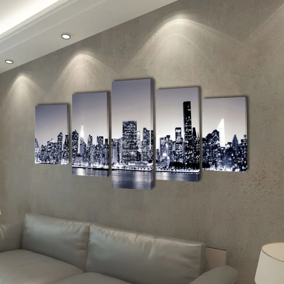 Taulusarja new york taivaanranta mustavalkoinen 200 x 100 cm