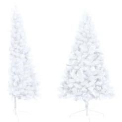 Tekojoulukuusen puolikas valkoinen LED-valo ja pallot eri kokoja