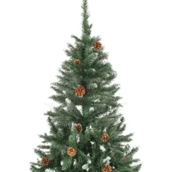 Tekojoulukuusi kävyillä ja valkoisella kimalluksella, 210cm