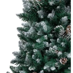 Tekojoulukuusi kävyillä ja valkoisella lumella, 240cm