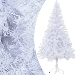Tekojoulukuusi LED-valoilla ja palloilla valkoinen eri kokoja