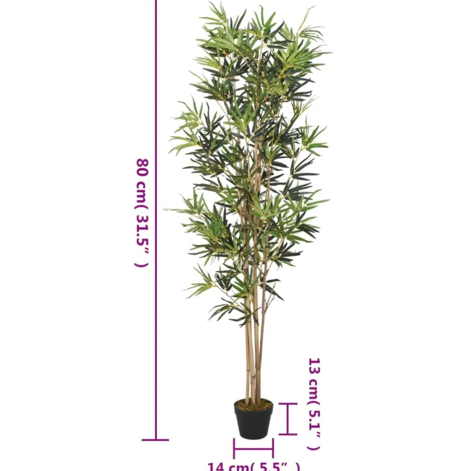 Tekokasvi bambupuu, 368 lehteä, 80 cm, vihreä