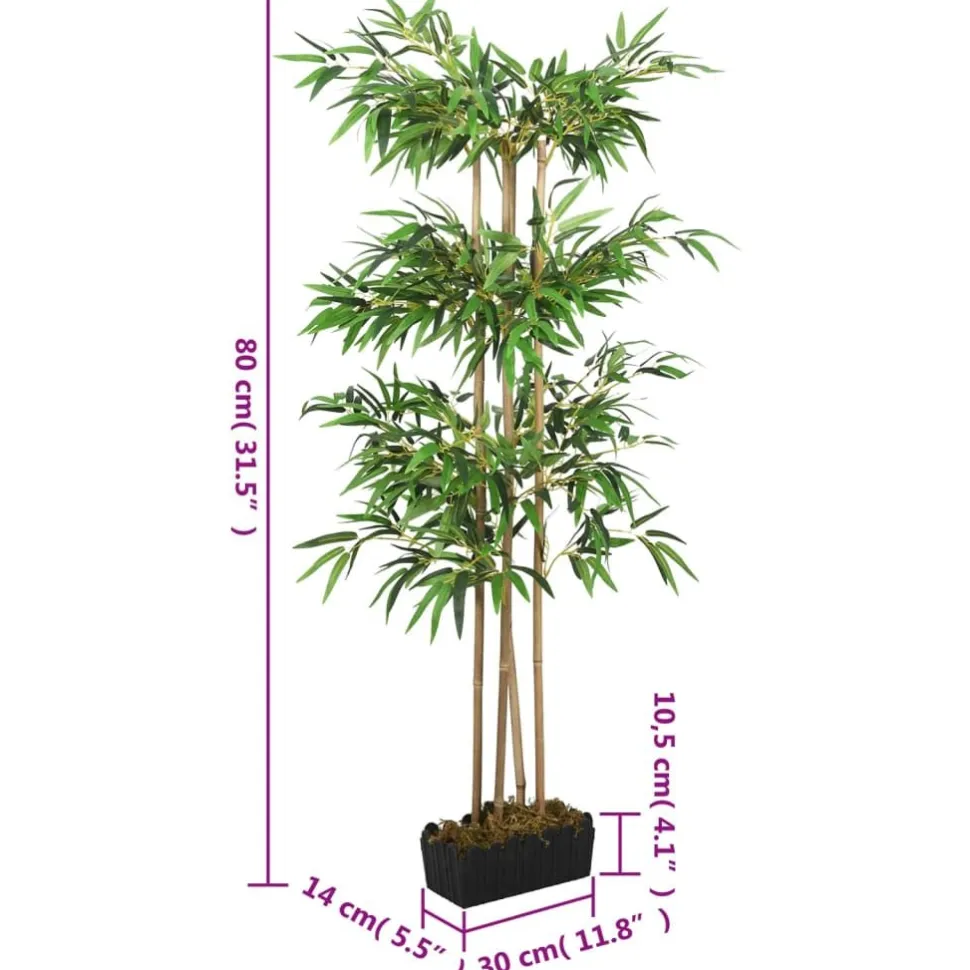 Tekokasvi bambupuu, 380 lehteä, 80 cm, vihreä