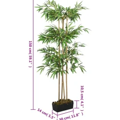 Tekokasvi bambupuu, 988 lehteä, 150 cm, vihreä
