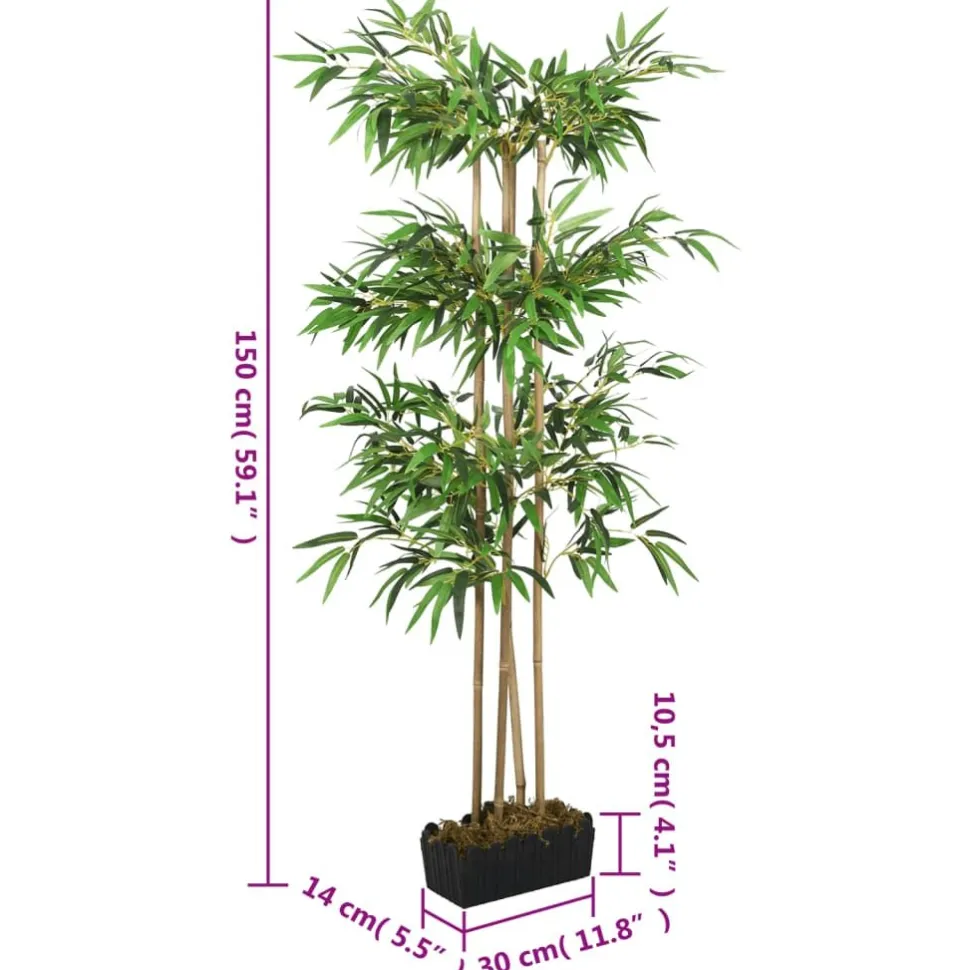 Tekokasvi bambupuu, 988 lehteä, 150 cm, vihreä