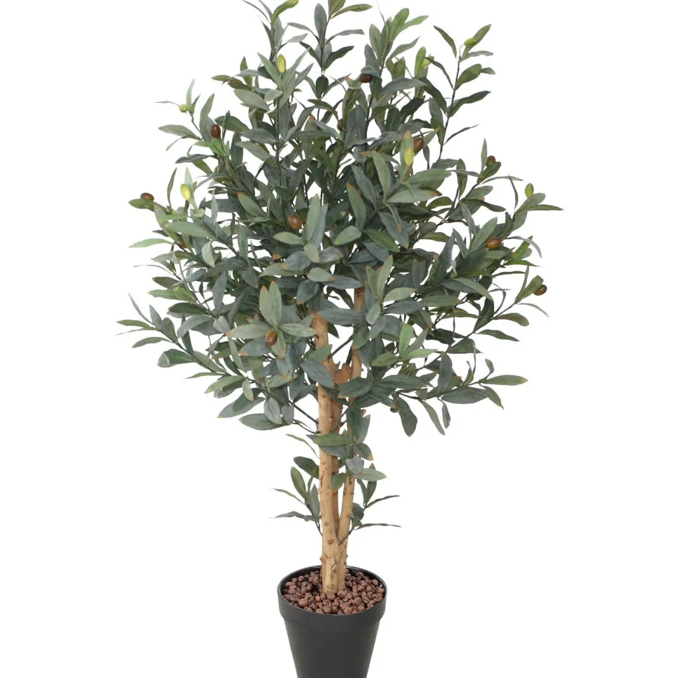 Tekopuu Home4You OLIVE, K90 cm, 2 puurunkoa, musta ruukku, vihreä