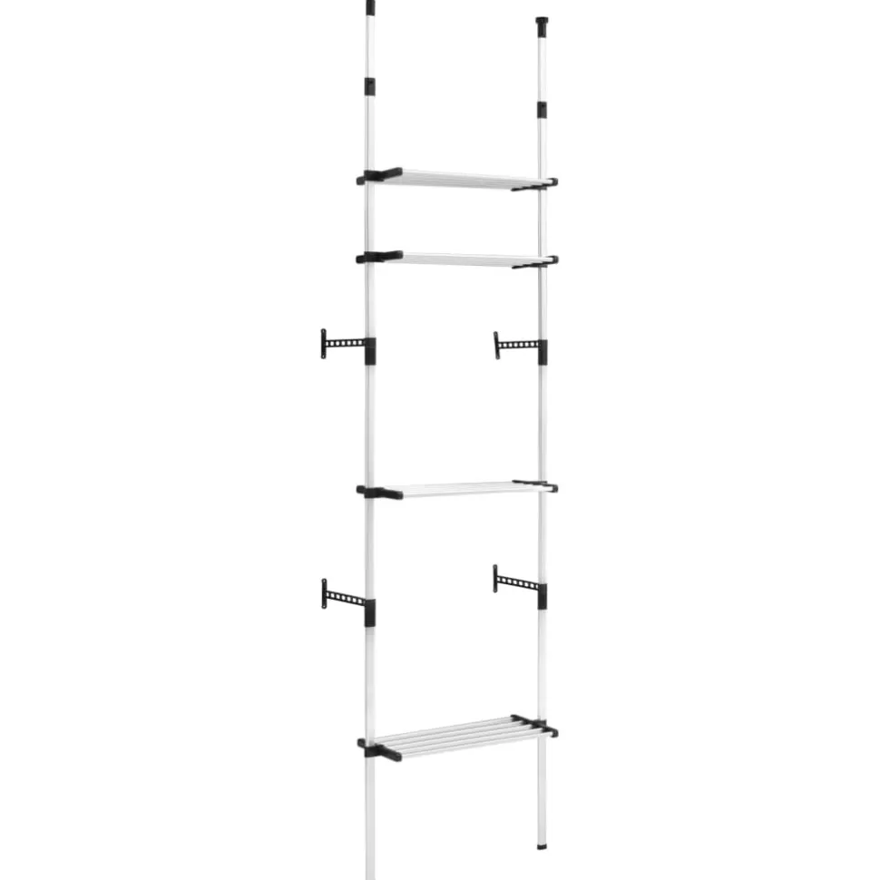 Teleskooppinen vaatekaappijärjestelmä hyllyillä alumiini 70cm