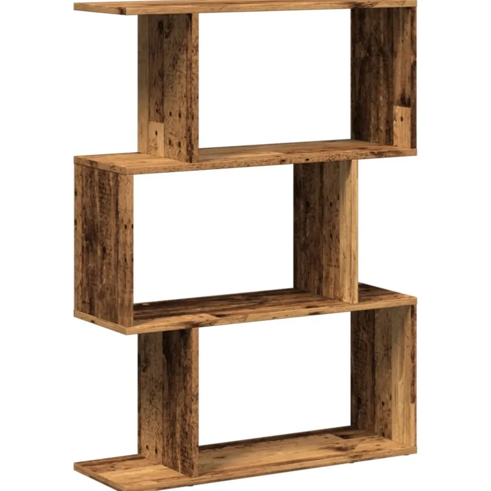 Tilanjakaja 3 tasoa vanha puu 70x24x97 cm tekninen puu (58118)