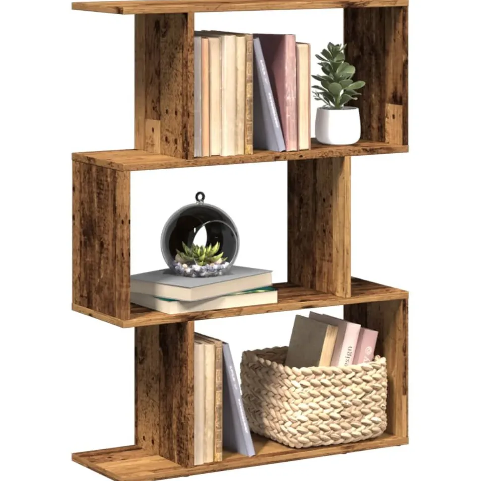 Tilanjakaja 3 tasoa vanha puu 70x24x97 cm tekninen puu (58118)