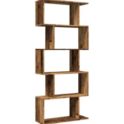 Tilanjakaja 5 tasoa vanha puu 70x24x161 cm tekninen puu (58100)