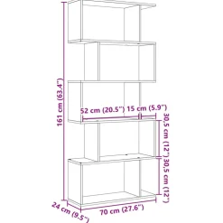 Tilanjakaja 5 tasoa vanha puu 70x24x161 cm tekninen puu (58100)
