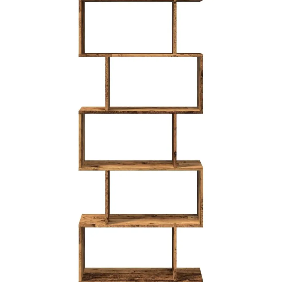 Tilanjakaja 5 tasoa vanha puu 70x24x161 cm tekninen puu (58100)