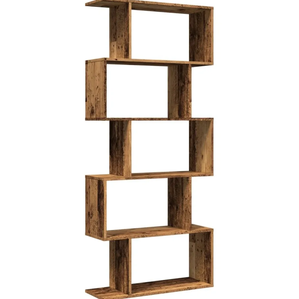 Tilanjakaja 5 tasoa vanha puu 70x24x161 cm tekninen puu (58100)