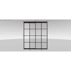 Tilanjakaja/liukuovi Mirror Line Ruudukko musta kahdella ovella korkea malli mittatilaus