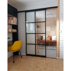 Tilanjakaja/liukuovi Mirror Line Ruudukko musta mittatilaus