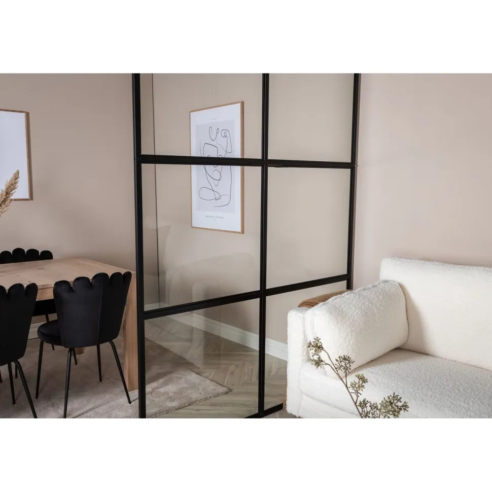 Tilanjakajaseinä Venture Home Leif, musta/lasi